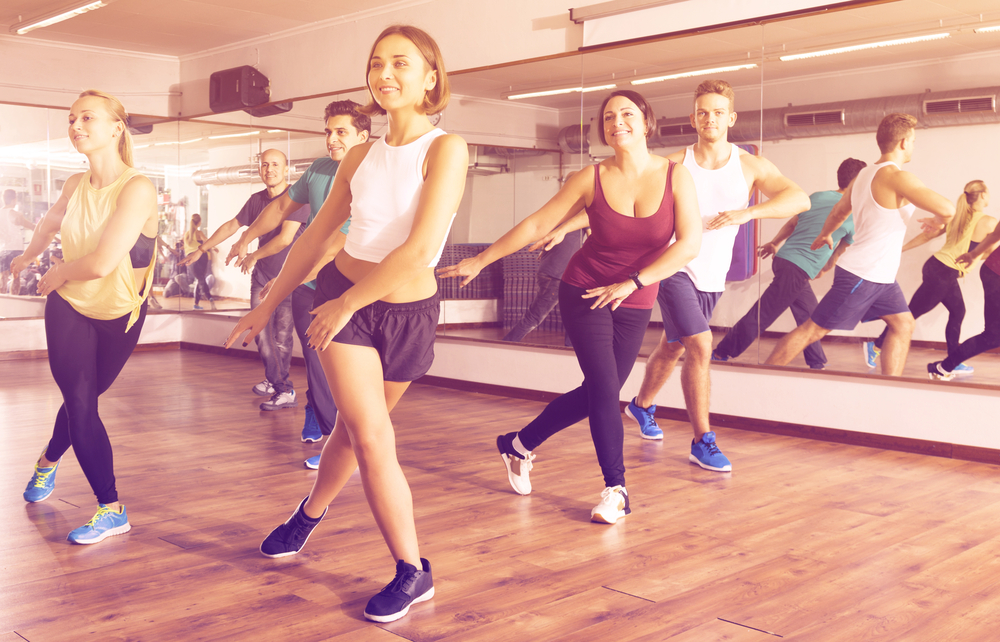 Group of people in a dance cardio class